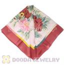 Floral Large Square Silk Scarves for Women 105×105cm Hand Painted Silk Scarf