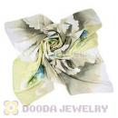 Floral Large Square Silk Scarves for Women 105×105cm Hand Painted Silk Scarf