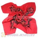 Floral Large Square Silk Scarves for Women 105×105cm Hand Painted Silk Scarf