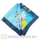 Floral Large Square Silk Scarves for Women 105×105cm Hand Painted Silk Scarf