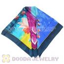 Floral Large Square Silk Scarves for Women 105×105cm Hand Painted Silk Scarf