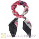 Floral Large Square Silk Scarves for Women 105×105cm Hand Painted Silk Scarf