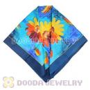 Floral Large Square Silk Scarves for Women 105×105cm Hand Painted Silk Scarf