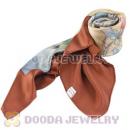 Elaborately Hand Painted Silk Scarf 108×108cm Large Square Silk Scarves for Women