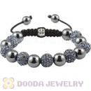 Blue Crystal Disco Ball Bead String Bracelets With Hematite Wholesale