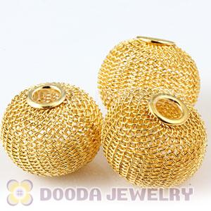 25mm Basketball Wives Gold Wire Mesh Balls Beads Wholesale 