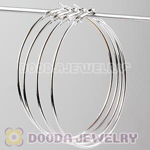 70mm Basketball Wives Plain Platinum Plated Hoop Earrings Wholesale