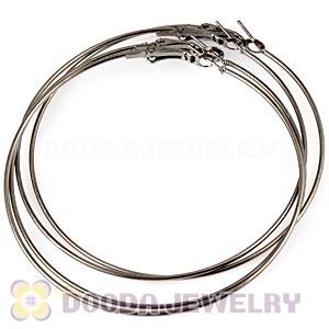 70mm Basketball Wives Plain Gun Black Plated Hoop Earrings Wholesale