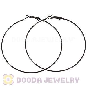 70mm Basketball Wives Black Plain Hoop Earrings Wholesale