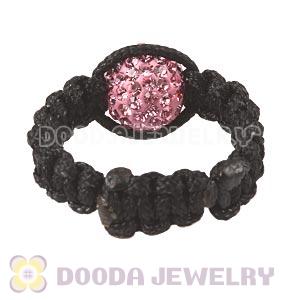 Handmade Style Macrame Rings With Pink Czech Crystal Wholesale