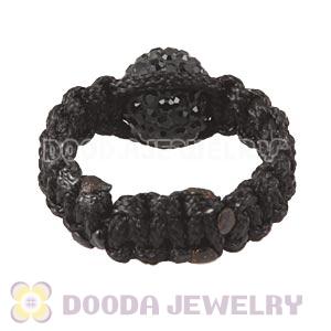 Handmade Style Macrame Rings With Black Czech Crystal Wholesale