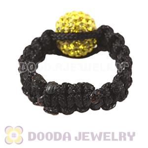 Handmade Style Macrame Rings With Yellow Czech Crystal Wholesale