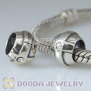 925 Sterling Silver Cross Beads with Clear Stone