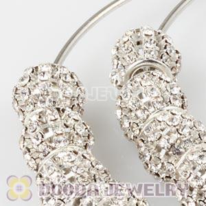 70mm Basketball Wives Hoop Earrings With Clear Crystal Beads 