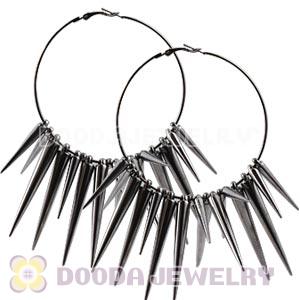 70mm Gun Black Basketball Wives Spike Hoop Earrings Wholesale
