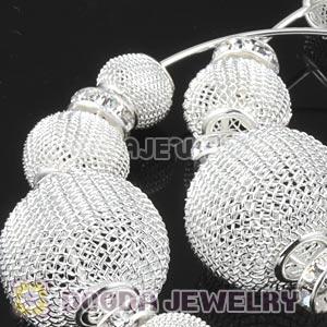 70mm Basketball Wives Mesh Hoop Earrings With Spacer Beads 