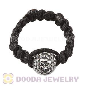 Handmade Style Macrame Rings With Grey Czech Crystal Wholesale
