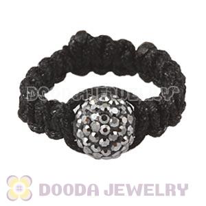 Handmade Style Macrame Rings With Grey Czech Crystal Wholesale