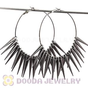 70mm Gun Black Basketball Wives Spike Hoop Earrings Wholesale