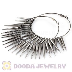 70mm Gun Black Basketball Wives Spike Hoop Earrings Wholesale