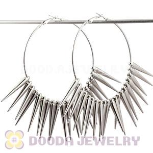 70mm Silver Basketball Wives Spike Hoop Earrings Wholesale