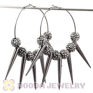 70mm Black Basketball Wives Spike Hoop Earrings Wholesale
