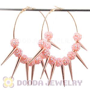 70mm Rose Gold Basketball Wives Spike Hoop Earrings Wholesale