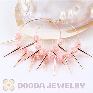 70mm Rose Gold Basketball Wives Spike Hoop Earrings Wholesale