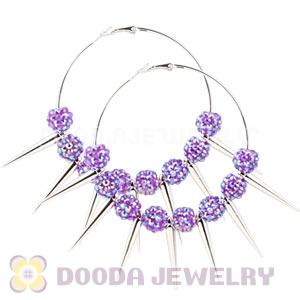 70mm Silver Basketball Wives Spike Hoop Earrings Wholesale