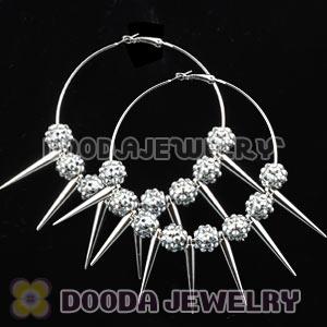 70mm Silver Basketball Wives Spike Hoop Earrings Wholesale