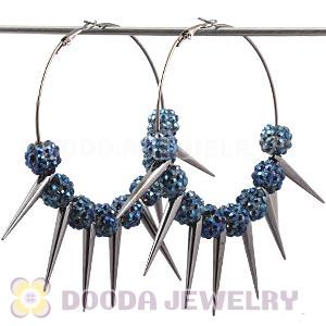 70mm Black Basketball Wives Spike Hoop Earrings Wholesale