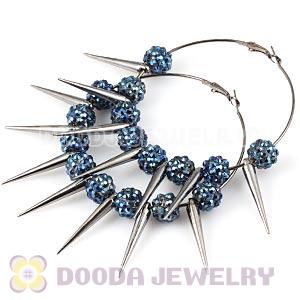 70mm Black Basketball Wives Spike Hoop Earrings Wholesale