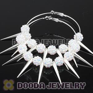 70mm Silver Basketball Wives Spike Hoop Earrings Wholesale