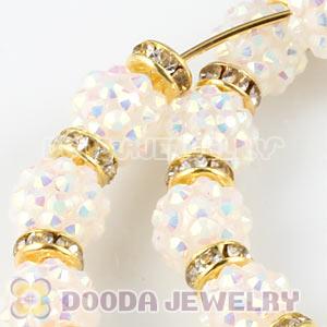 70mm Basketball Wives White Rhinestone Crystal Ball Hoop Earrings Wholesale