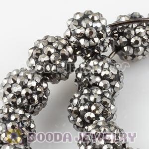 70mm Basketball Wives Grey Rhinestone Crystal Ball Hoop Earrings Wholesale