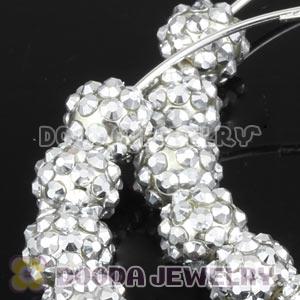 70mm Basketball Wives Silver Rhinestone Crystal Ball Hoop Earrings Wholesale