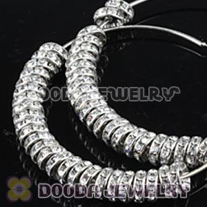 70mm Basketball Wives White Crystal Spacer Hoop Earrings Wholesale 