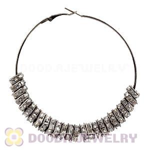 70mm Black Basketball Wives Crystal Spacer Hoop Earrings Wholesale 