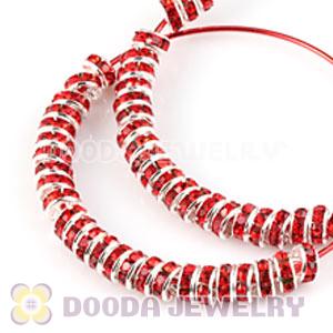 70mm Basketball Wives Red Crystal Spacer Hoop Earrings Wholesale 