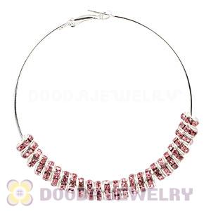 70mm Basketball Wives Pink Crystal Spacer Hoop Earrings Wholesale 
