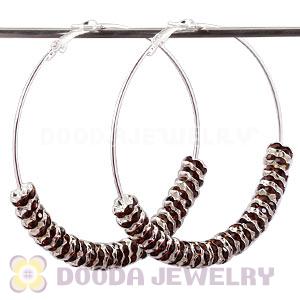 70mm Basketball Wives Crystal Spacer Hoop Earrings Wholesale 