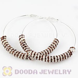 70mm Basketball Wives Crystal Spacer Hoop Earrings Wholesale 