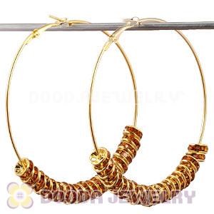 70mm Gold Basketball Wives Crystal Spacer Hoop Earrings Wholesale 
