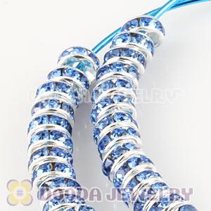 70mm Basketball Wives Blue Crystal Spacer Hoop Earrings Wholesale 