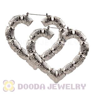 65×70mm Basketball Wives Black Heart Bamboo Hoop Earrings Wholesale 