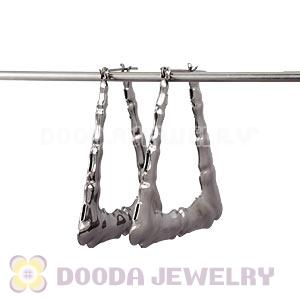 50×40mm Black Basketball Wives Bamboo Door Knocker Earrings Wholesale 