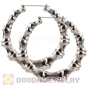80mm Black Basketball Wives Bamboo Hoop Earrings Wholesale 