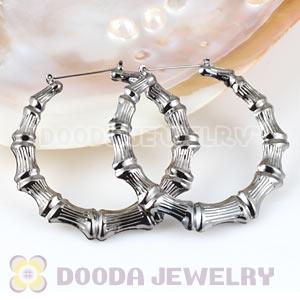 60mm Black Basketball Wives Bamboo Hoop Earrings Wholesale 