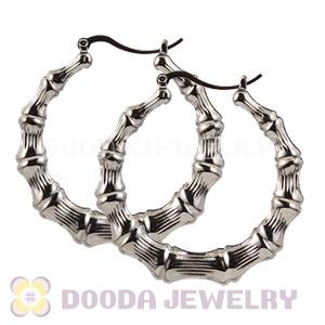 50mm Black Basketball Wives Bamboo Hoop Earrings Wholesale 