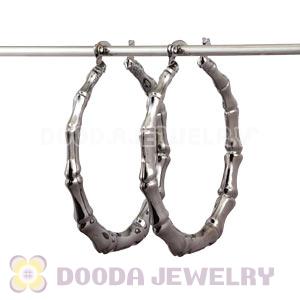 50mm Black Basketball Wives Bamboo Hoop Earrings Wholesale 